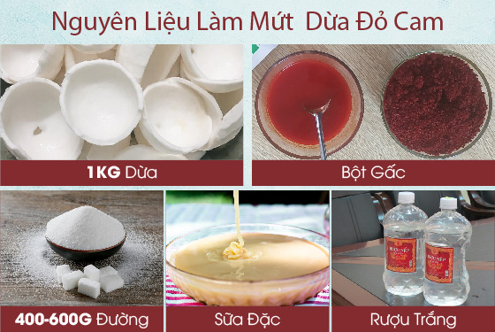 cách làm mứt dừa bột gấc